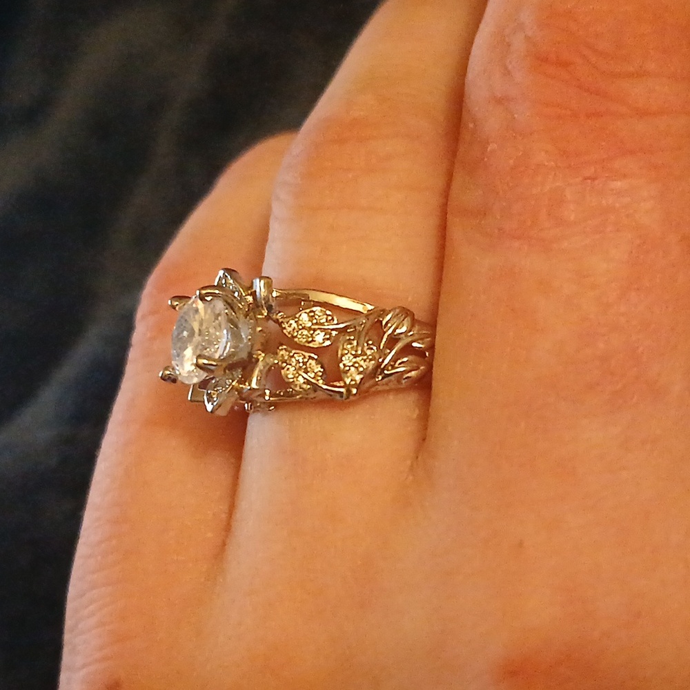 Brilliant 1ct Round Cut Silver Engagement Ring Intricate Design Promise Ring 6¾